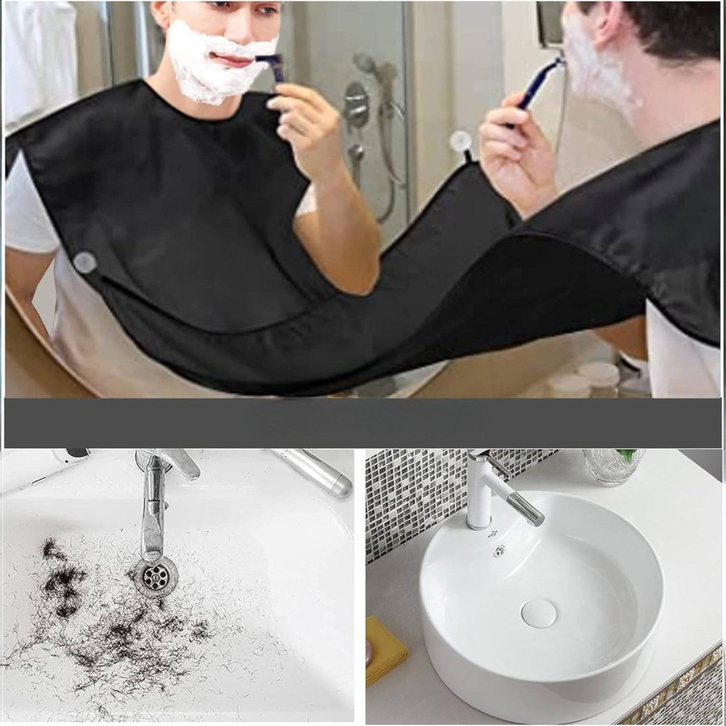 Bavoir à Barbe - GroomingWallCape™ - Noir